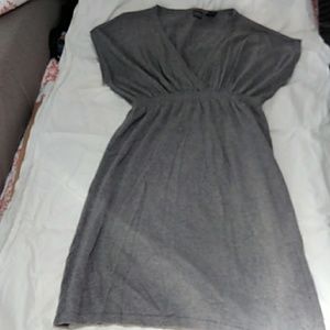 Saks Fifth Avenue short sleeve grey sweater dress
